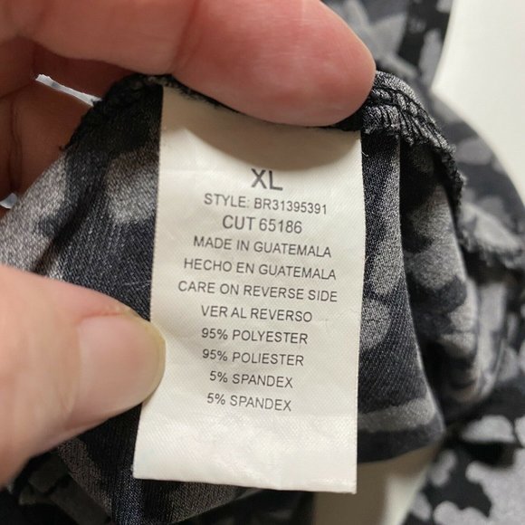 Womens Black Gray Paisley Blouse 3/4 Sleeve Cowl Neck Briggs New York Size XL - Picture 4 of 4